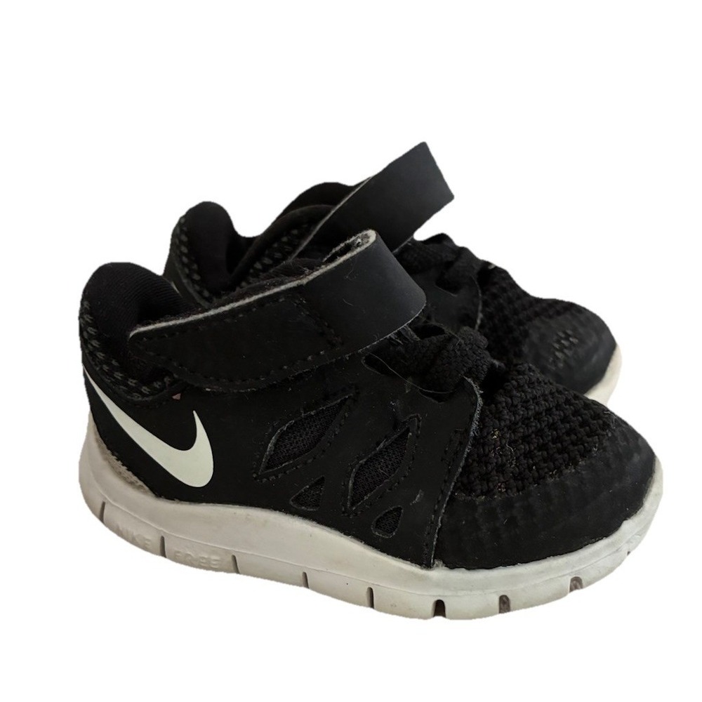 Nike Sneakers Kids 4C Black Free 5.0 Baby Toddler‎ Tennis Shoes Hook & Loop